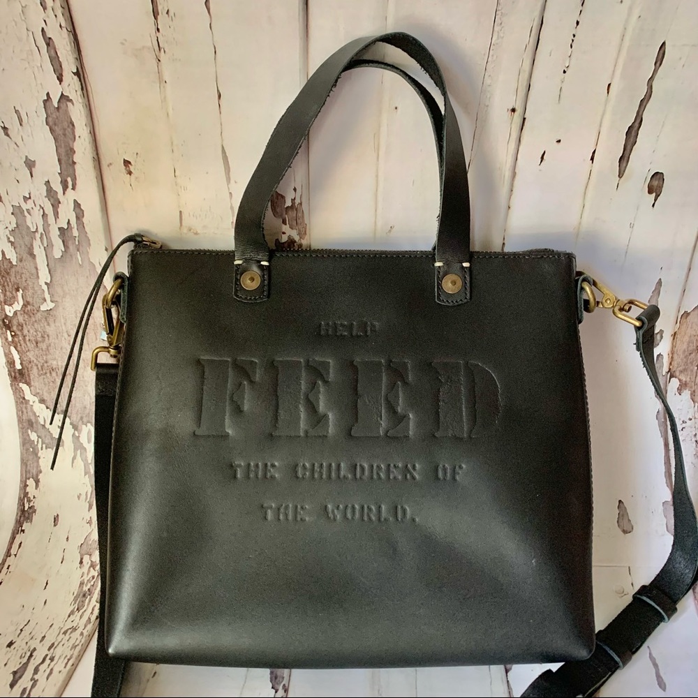 FEED Projects black leather Eleanor crossbody